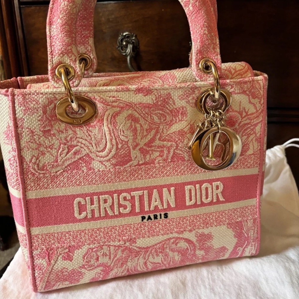 Dior viera small Lady D-lite bag yarrow pink toile de jouy